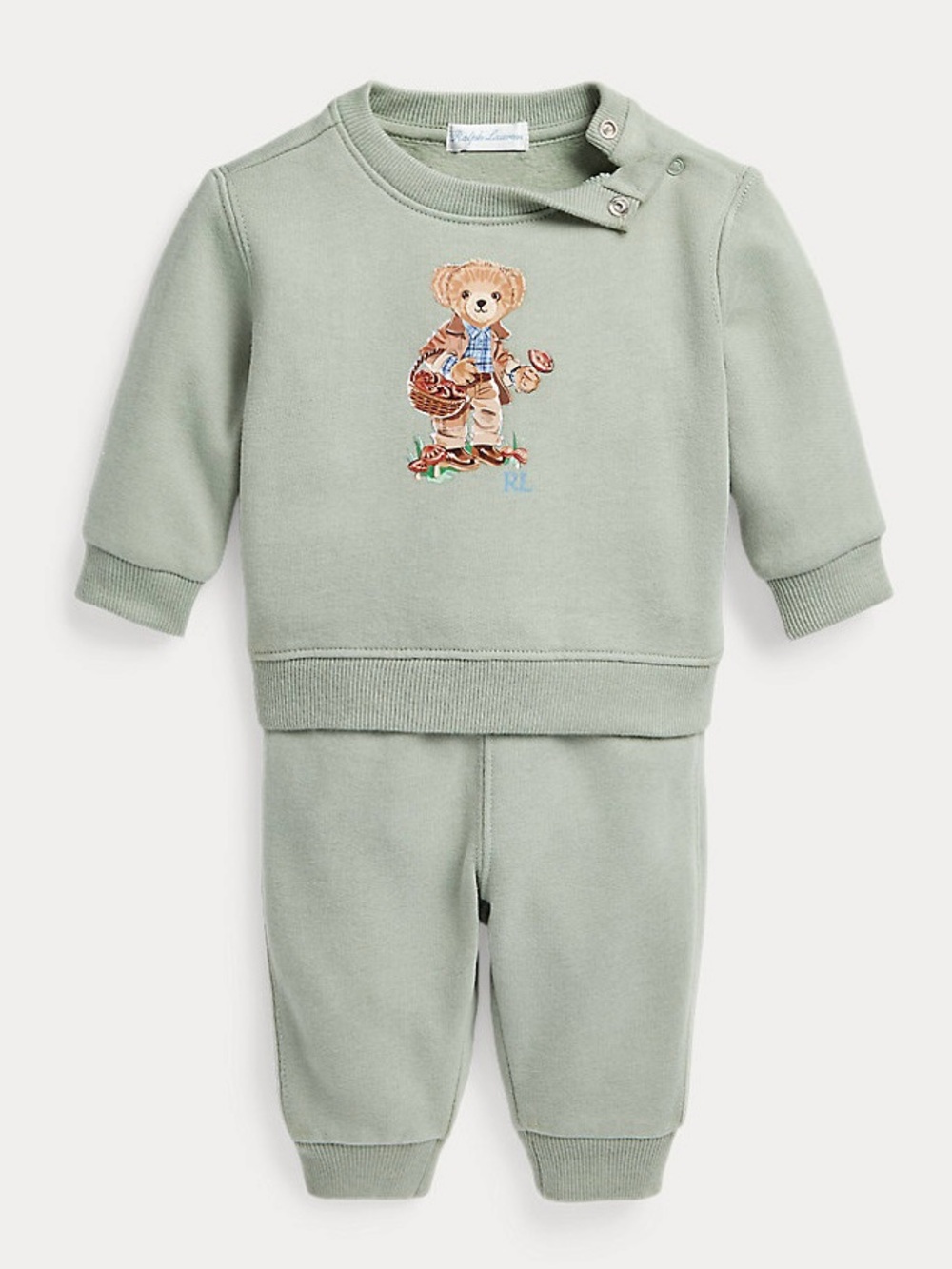 Ralph Lauren Polo Bear Green Mushroom Fleece Sweatshirt & Pant Set